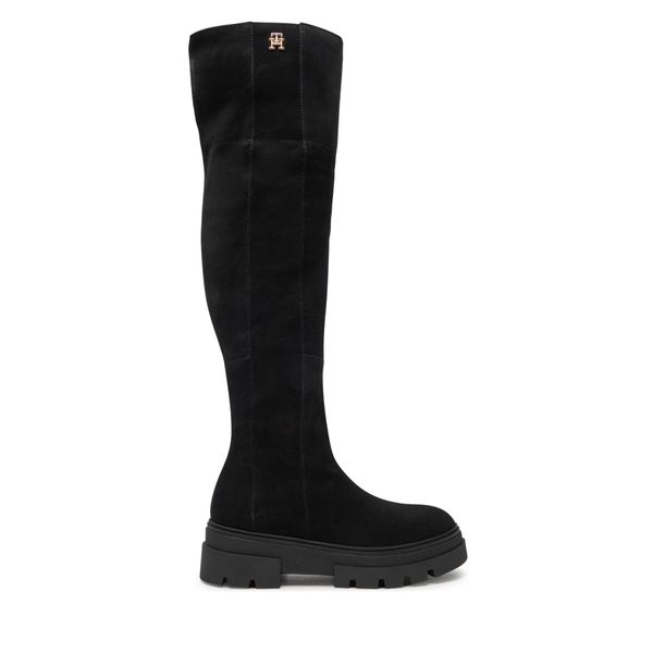 Tommy Hilfiger Visoki Škornji Tommy Hilfiger Suede Over-The-Knee Boot FW0FW08159 Črna