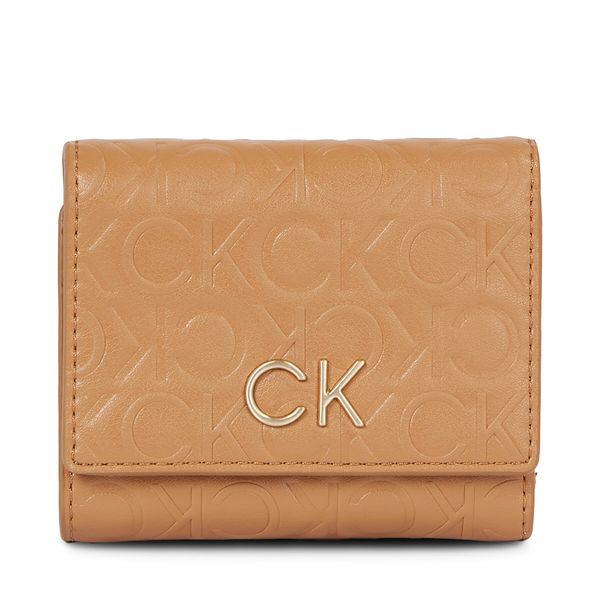 Calvin Klein Ženska denarnica Calvin Klein Re-Lock Trifold Xs Emb K60K611321 Brown Sugar GA5