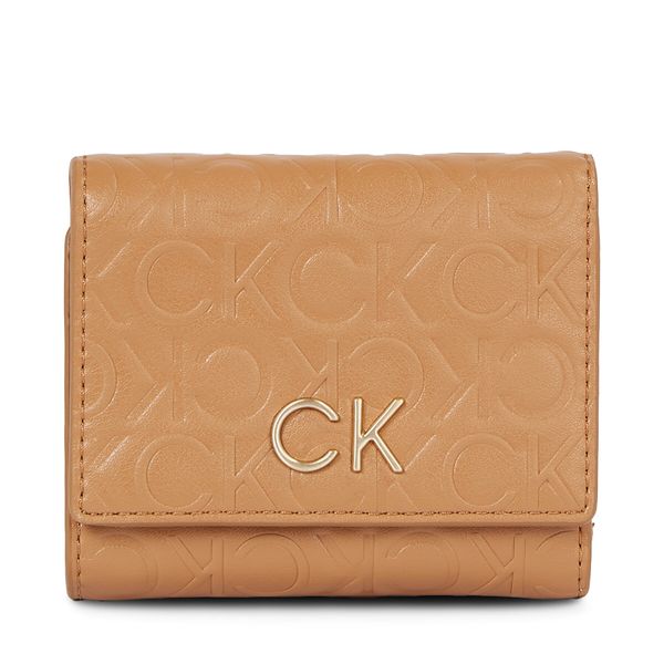 Calvin Klein Ženska denarnica Calvin Klein Re-Lock Trifold Xs Emb K60K611321 Rjava