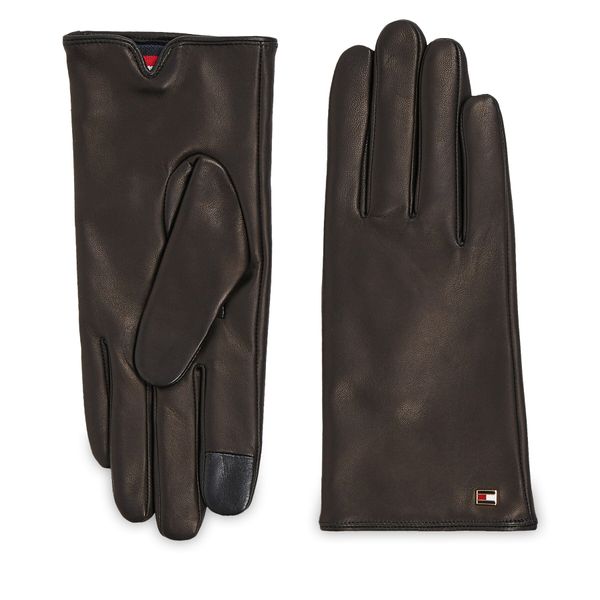 Tommy Hilfiger Ženske rokavice Tommy Hilfiger Essential Flag Leather Gloves AW0AW15360 Black BDS