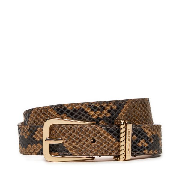 Tommy Hilfiger Ženski pas Tommy Hilfiger Luxe Python AW0AW16610 Rjava