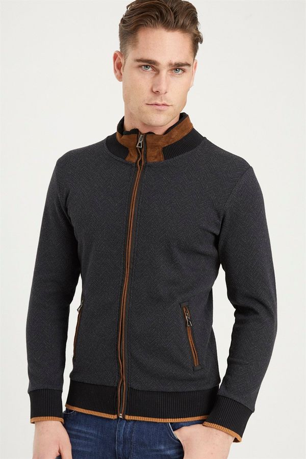 dewberry 1021 DEWBERRY MEN'S SWEATSHIRT-FISHBACK ANTHRACITE