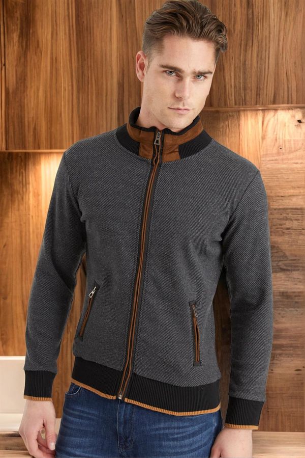 dewberry 1021 DEWBERRY MENS SWEATSHIRT-LIGHT DIAGONAL ANTHRACITE