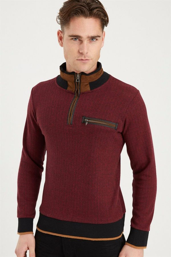 dewberry 1039 DEWBERRY MEN'S SWEATSHIRT-PATTERNED BURGUNDY