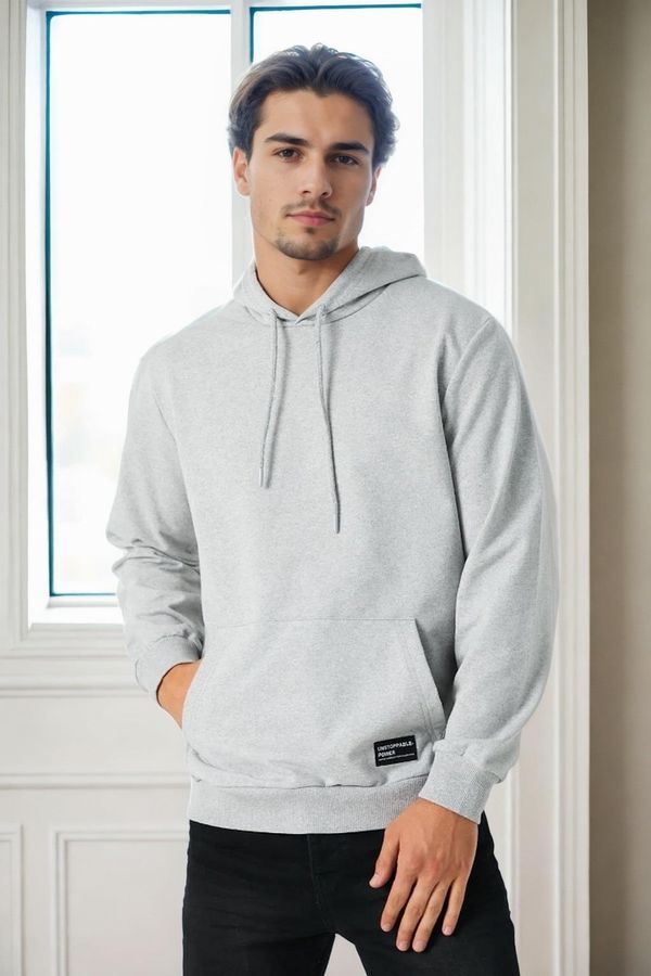 dewberry 12612 Dewberry Hooded Kangaroo Pocket Mens Sweatshirt-GREY