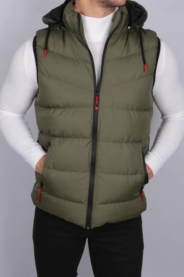 dewberry 16683 Dewberry Hooded Mens Vest-Khaki