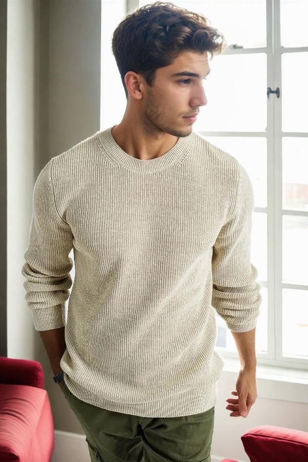 dewberry 18369 Dewberry Knitwear Mens Sweater-BEIGE