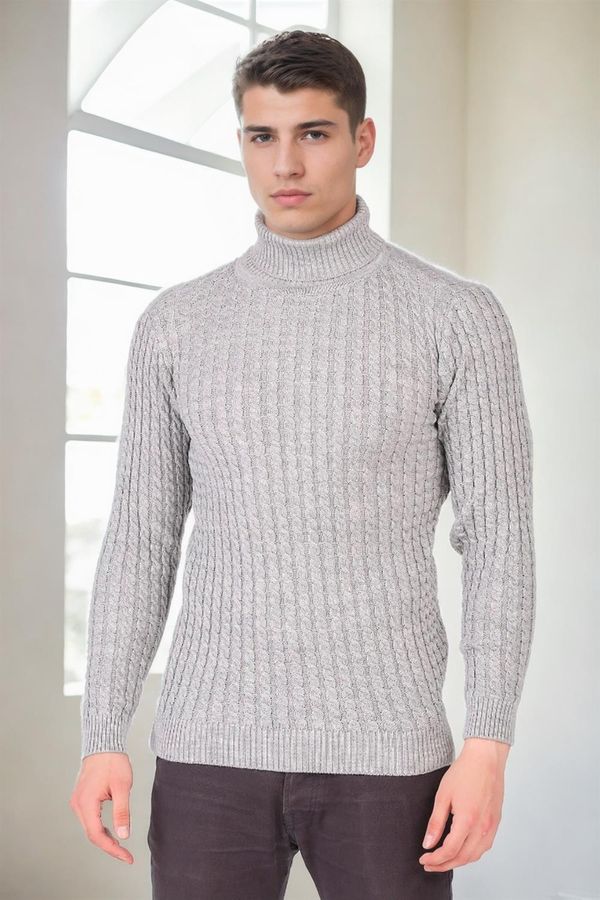 dewberry 19295 Dewberry Turtleneck Mens Sweater-LIGHT GREY