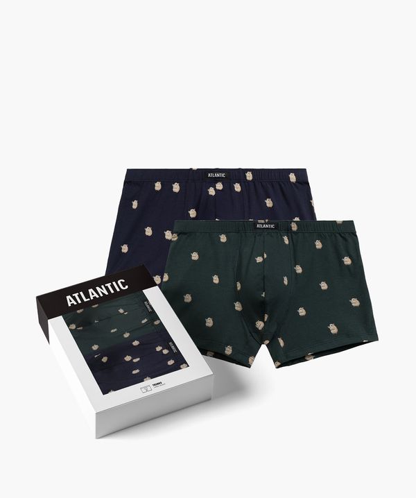 Atlantic 2-PACK Men's Atlantic Boxers with Crabs - Blue/Grey