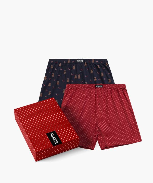 Atlantic 2-PACK Men's loose boxers Atlantic - dark blue/red