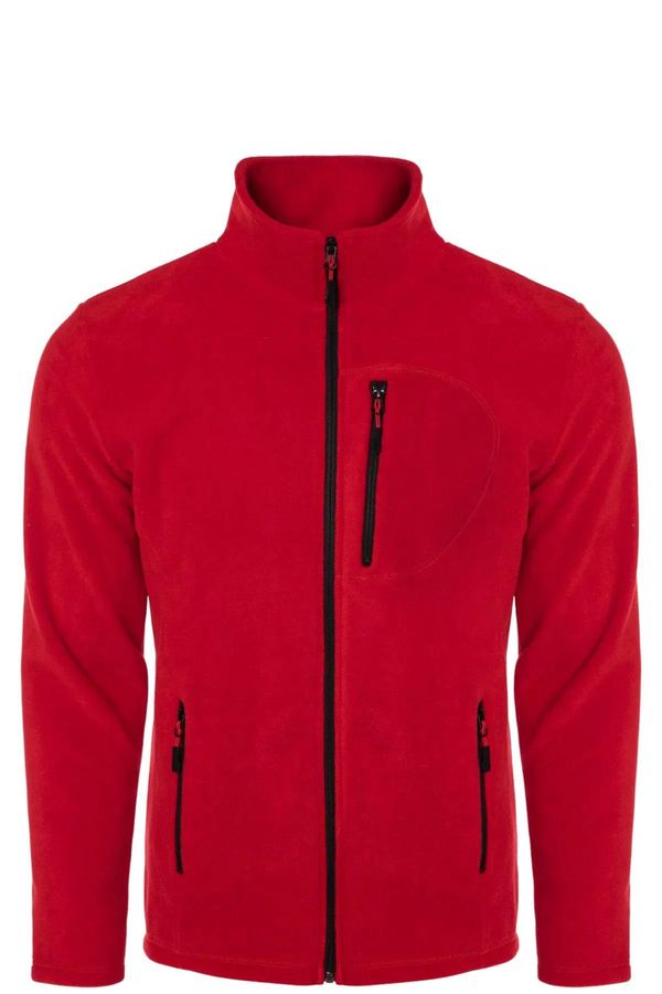 dewberry 24601 Dewberry 5 Pocket Outdoor Full Zipper Fleece Jacket-RED