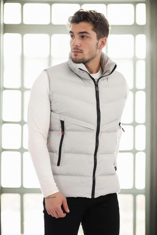 dewberry 24672 Dewberry Long Zipper Pocket Mens Vest-GREY