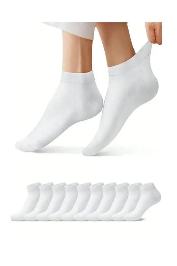 dewberry 26278 Dewberry Unisex 10-Pack Sports Ankle Socks-WHITE