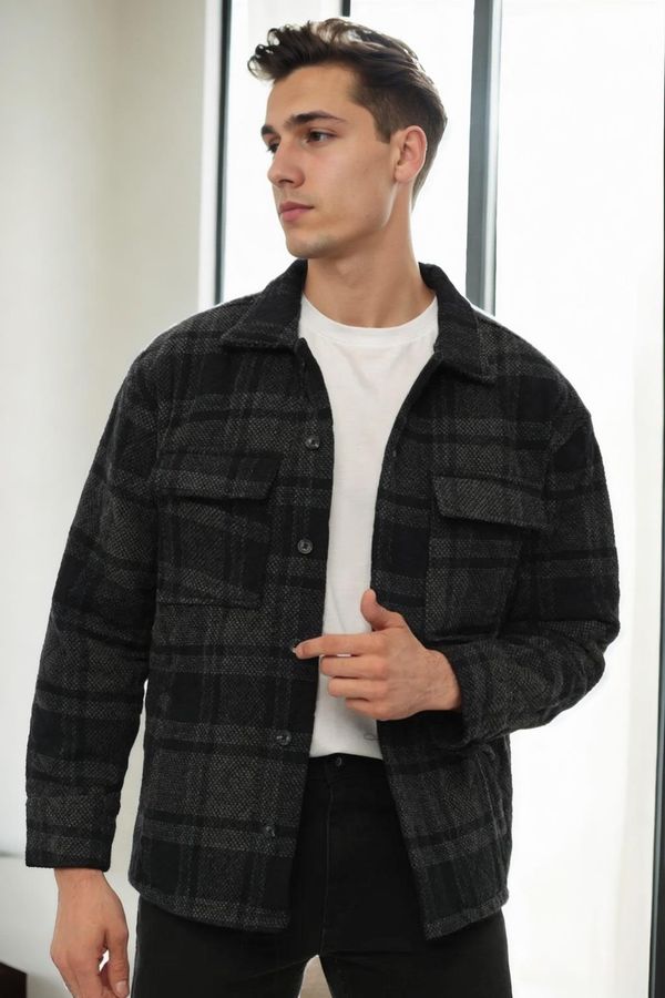 dewberry 26796 Dewberry Checked Quilted Mens Jacket-ANTHRACITE