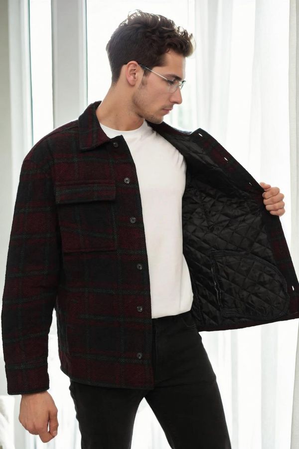 dewberry 26796 Dewberry Checked Quilted Mens Jacket-BORDEAUX