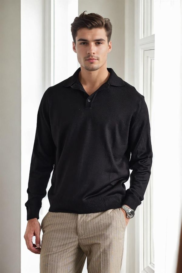 dewberry 28296 Dewberry Polo Neck Mens Knit Sweater-BLACK