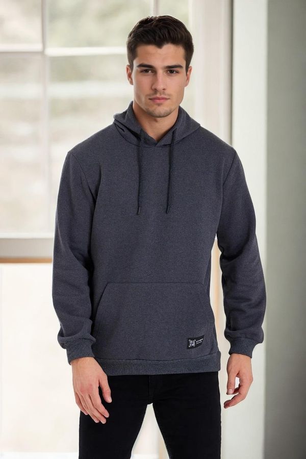 dewberry 34605 Dewberry Kangaroo Pocket Hoody Mens Sweatshirt-ANTHRACITE