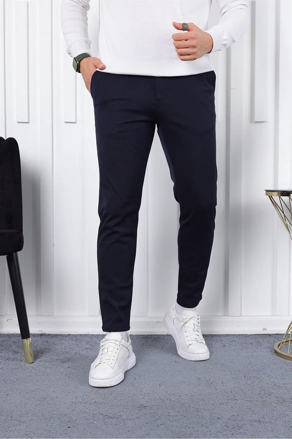 dewberry 36197 Dewberry Ids Slim Fit Lycra Fabric Mens Trousers-NAVY