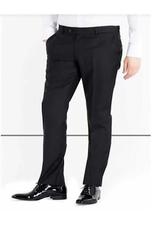 dewberry 38731 Dewberry Classic Mens Trousers-BLACK