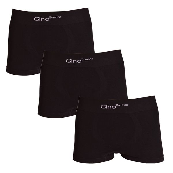 Gino 3PACK Mens Boxers Gino Bamboo Seamless Black