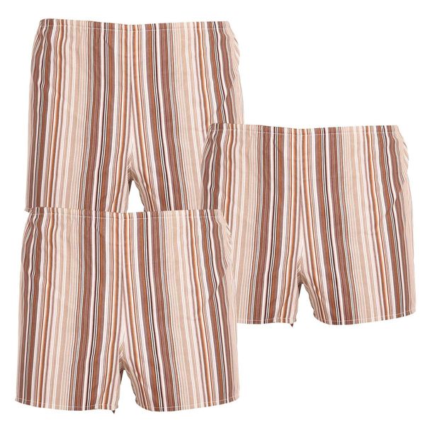 Foltýn 3PACK Men's Classic Shorts Foltýn brown with stripes oversize