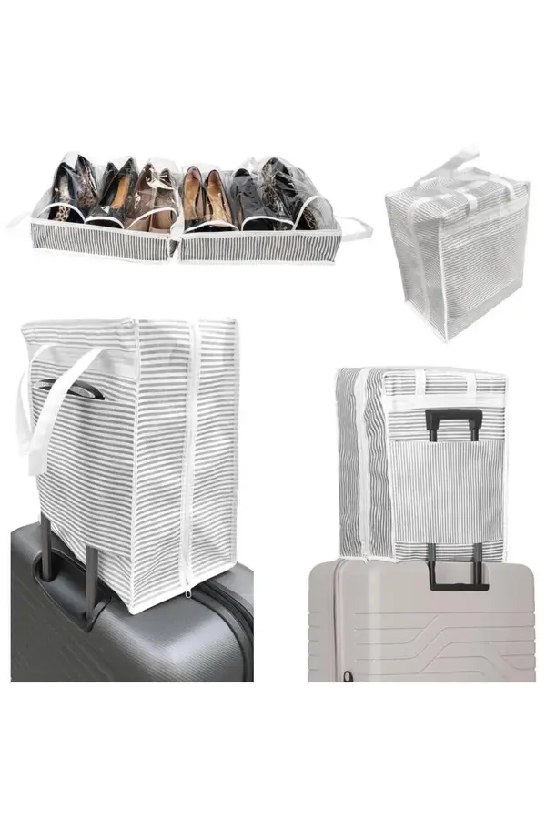 dewberry 44103 Dewberry Travel Shoe Bag with 6 Compartments-GREY