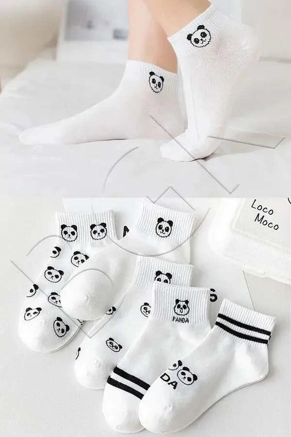 dewberry 46560 Dewberry 5 Pairs of Unisex Patterned Socks 36-42-BLACK-WHITE