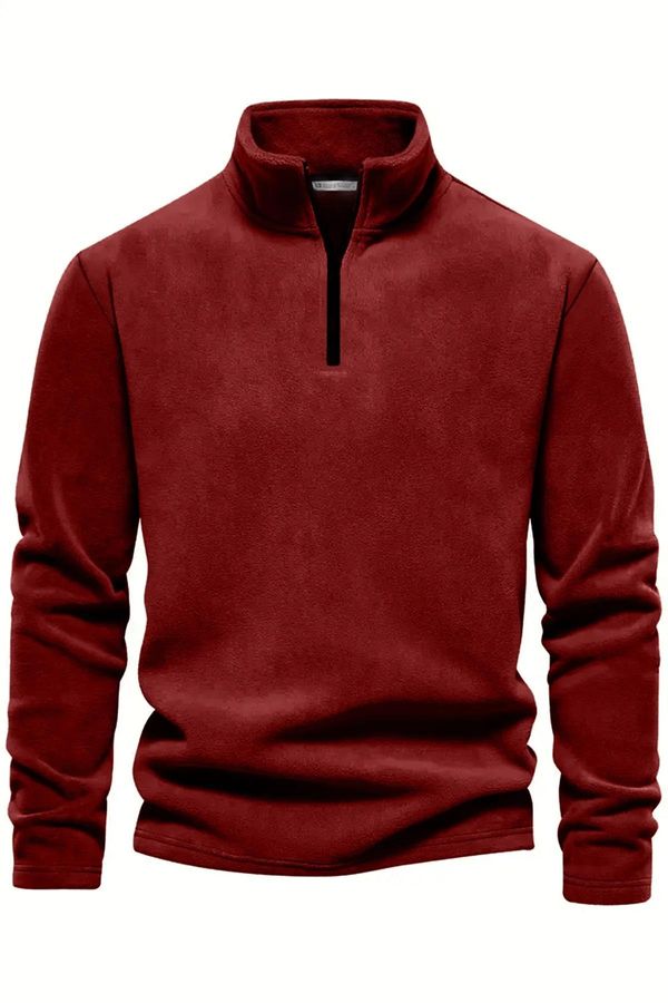 dewberry 49143 Dewberry Half Zipper Stand Collar Mens Fleece-BORDEAUX