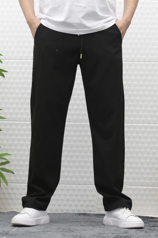 dewberry 50373 Dewberry Elastic Waist Mens Trousers-BLACK