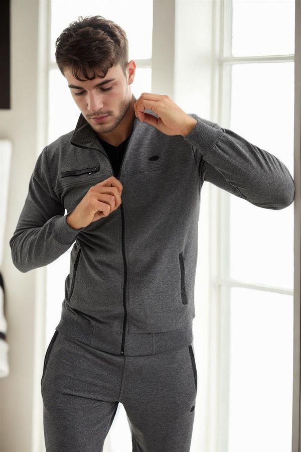 dewberry 51357 Dewberry Plus Size Mens Tracksuit Set-ANTHRACITE