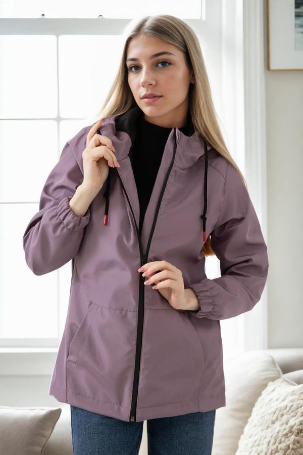 dewberry 53121 Dewberry Hooded Women Raincoat-PLUM