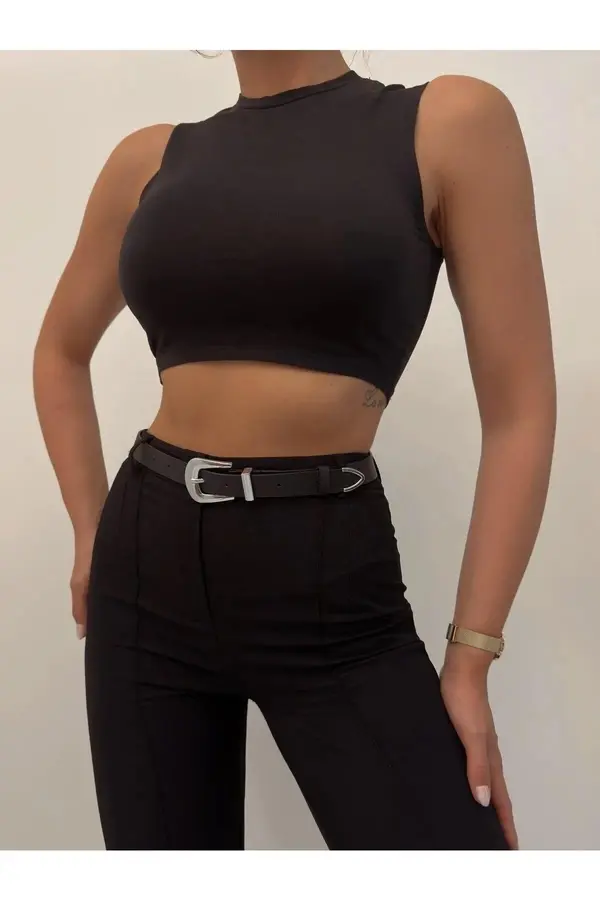 dewberry 64824 Dewberry Womens Trouser Belt-BLACK-SILVER