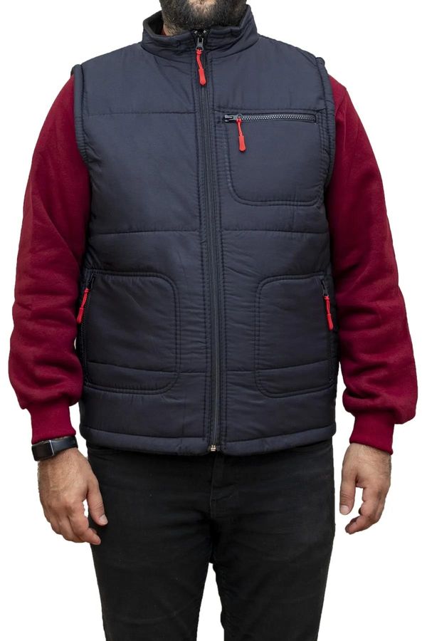 dewberry 65827 Dewberry Multi-Pocket Fleece Inside Mens Vest-NAVY