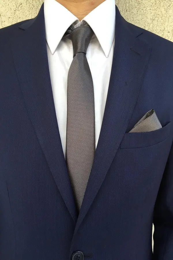 dewberry 69641 Dewberry Mens Tie and Handkerchief Set-DARK GREY