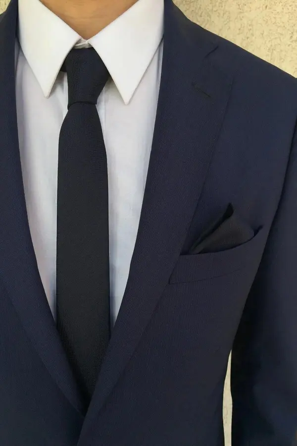 dewberry 69641 Dewberry Mens Tie and Handkerchief Set-NAVY BLUE