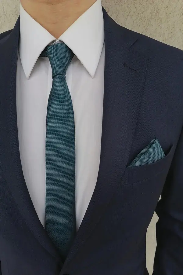 dewberry 69641 Dewberry Mens Tie and Handkerchief Set-PETROL BLUE