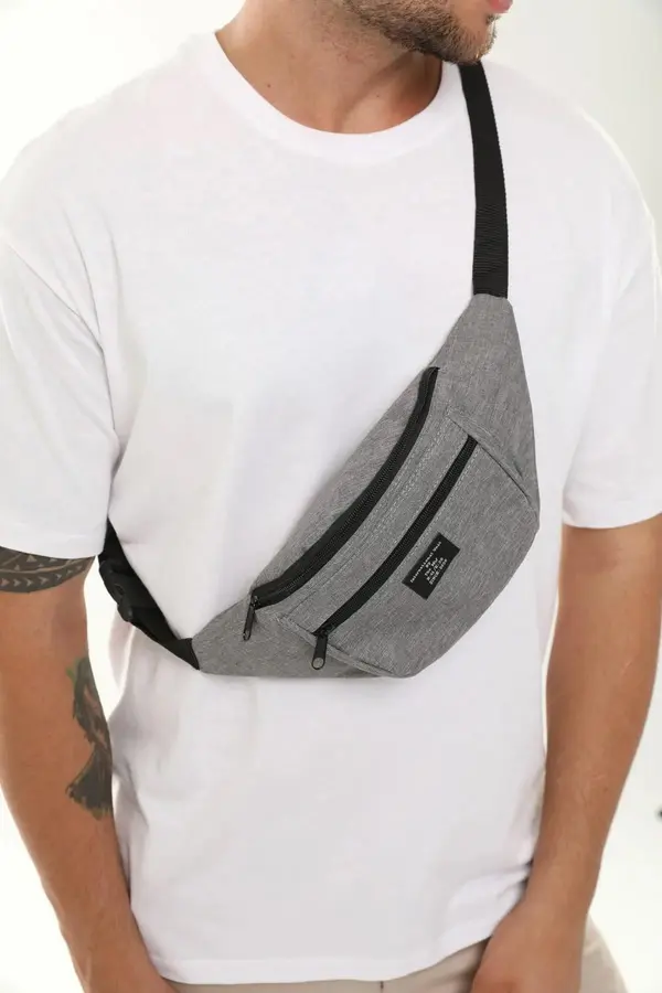 dewberry 72422 Dewberry Unisex 2 Compartment Shoulder and Waist Bag-GREY