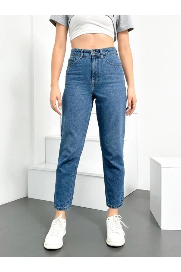 dewberry 74092 Dewberry Hlt Mom Jeans High Waist Women Jeans-LIGHT BLUE