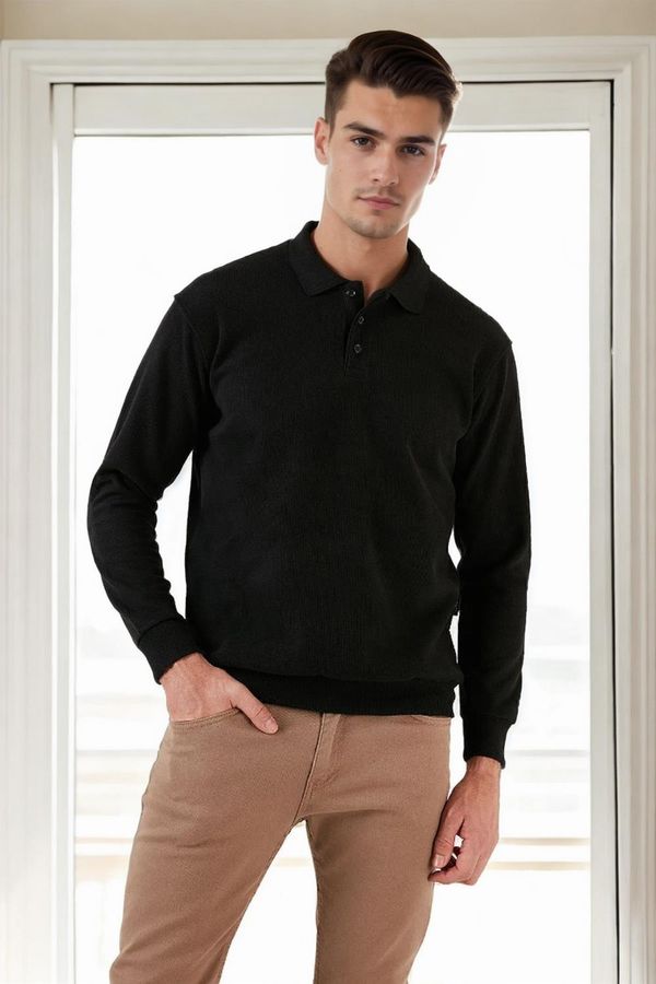 dewberry 77856 Dewberry Polo Neck Mens Sweater-BLACK