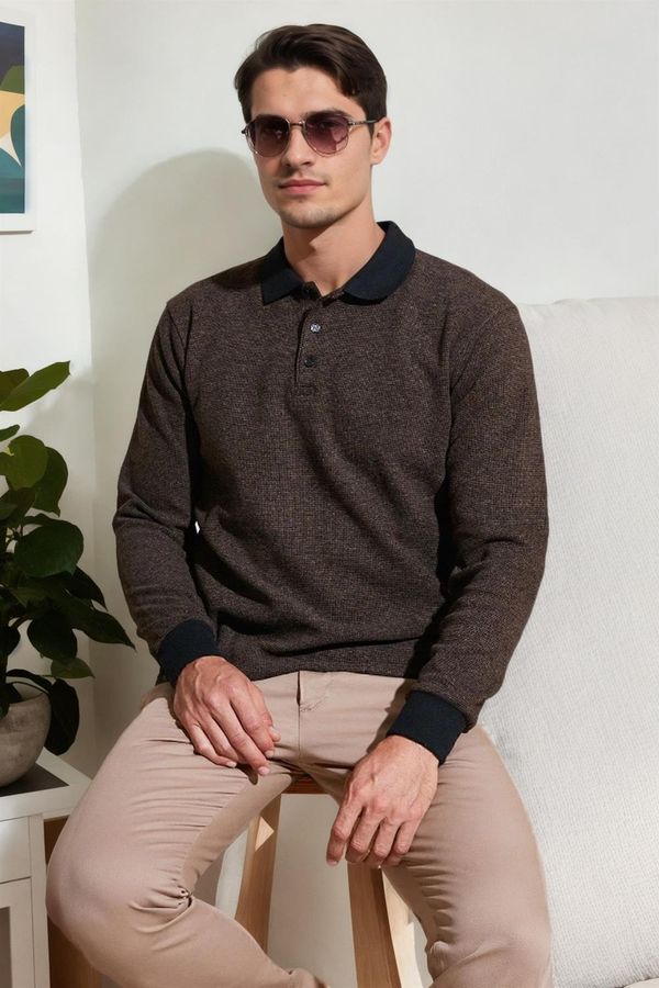 dewberry 77856 Dewberry Polo Neck Mens Sweater-CAMEL