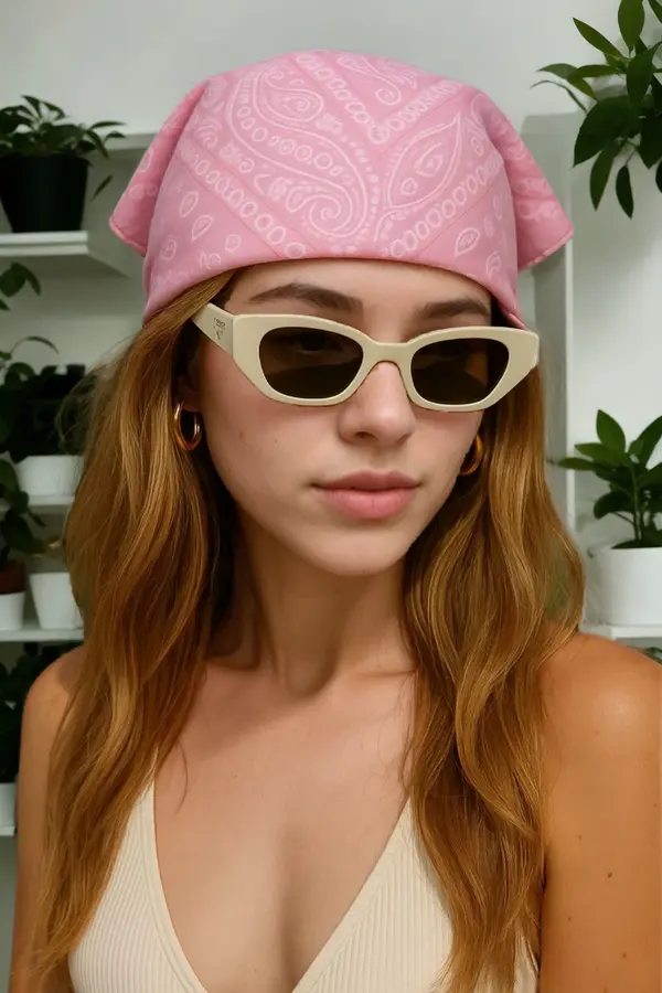 dewberry 78581 Dewberry Ethnic Patterned Bandana-PINK