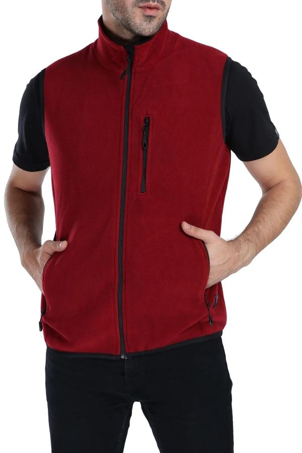 dewberry 79233 Dewberry Ghsy Multi-Pocket Fleece Mens Vest-BORDEAUX