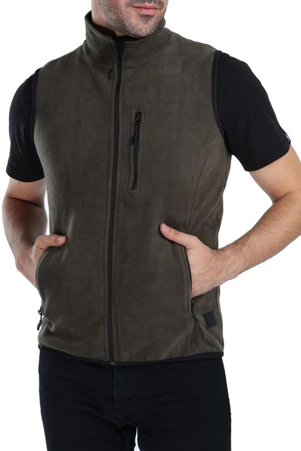 dewberry 79233 Dewberry Ghsy Multi-Pocket Fleece Mens Vest-DARK KHAKI