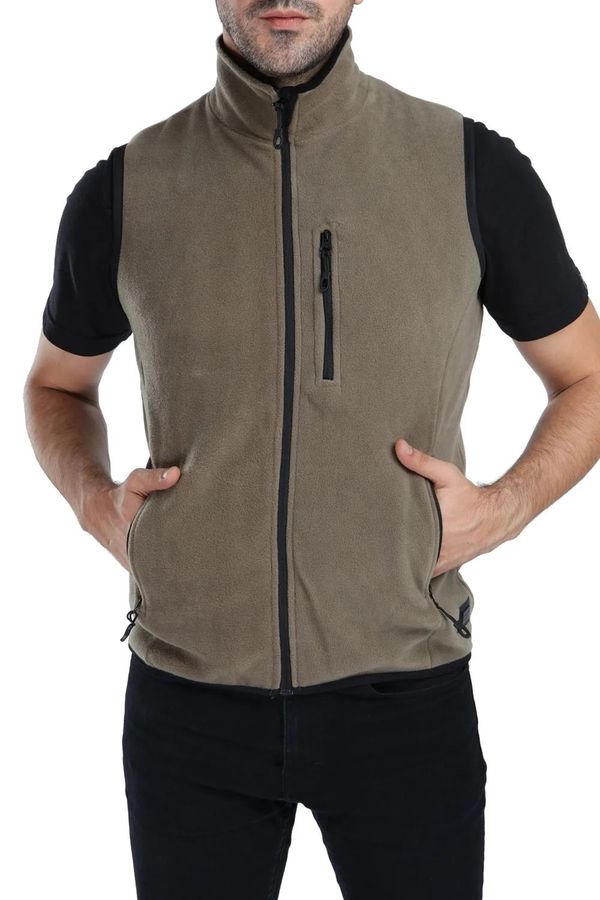 dewberry 79233 Dewberry Ghsy Multi-Pocket Fleece Mens Vest-Khaki