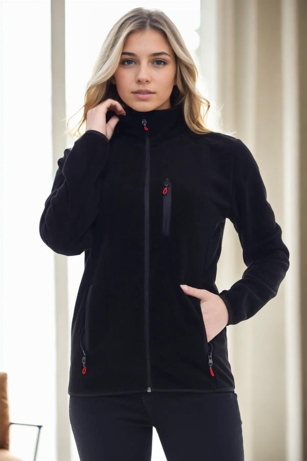 dewberry 80514 Dewberry Full Zipper Fleece Jacket-BLACK