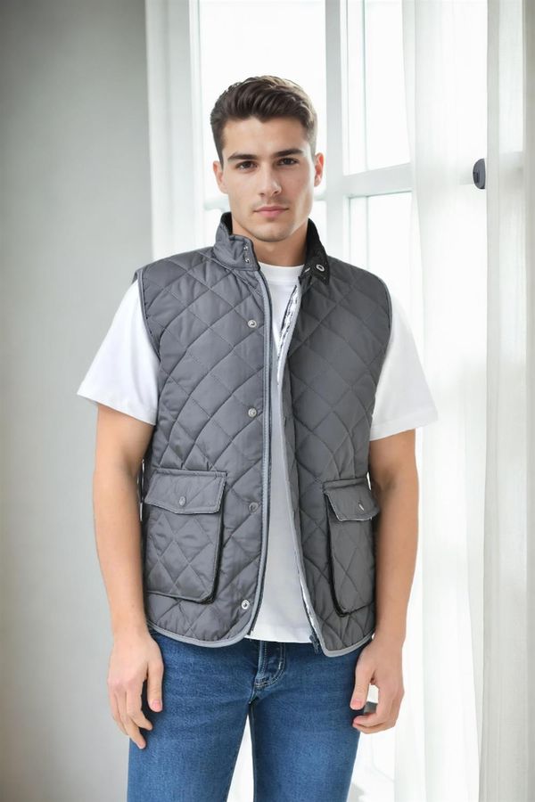 dewberry 83925 Dewberry Mens Vest with Side Pockets-GREY