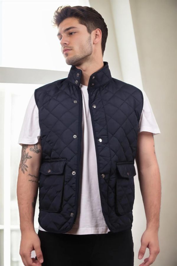 dewberry 83925 Dewberry Mens Vest with Side Pockets-NAVY