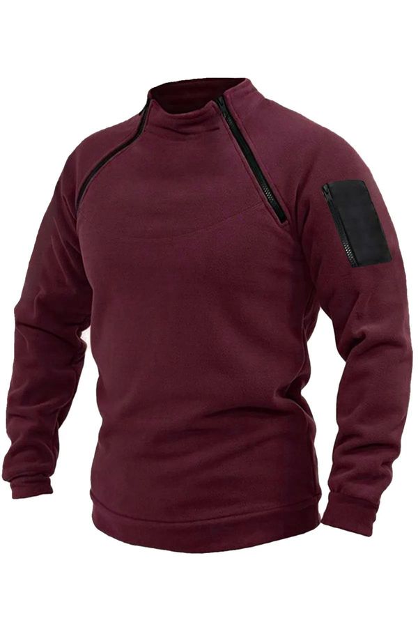 dewberry 90777 Dewberry Mens Fleece with Arm Pocket-BORDO