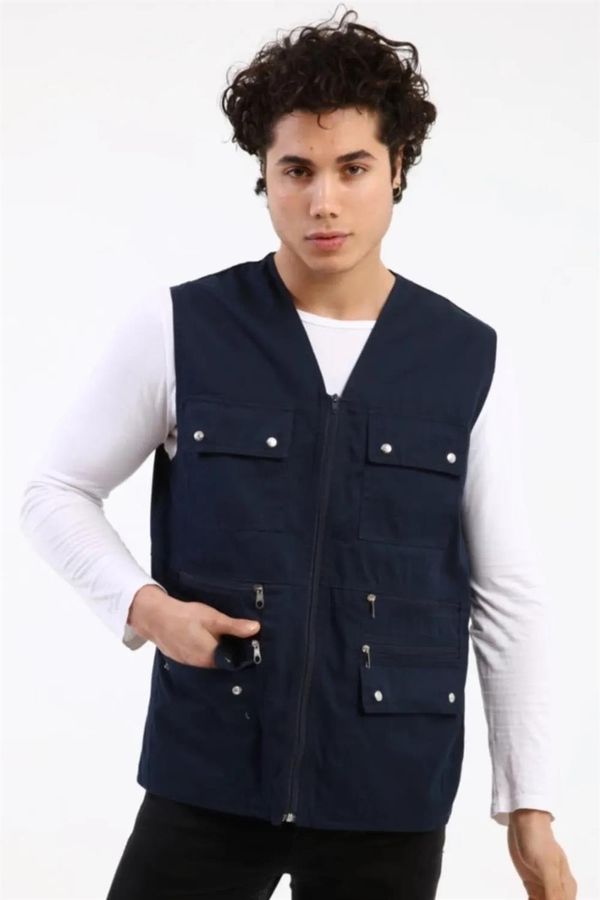 dewberry 94105 Dewberry Multi-Pocket Mens Vest-NAVY