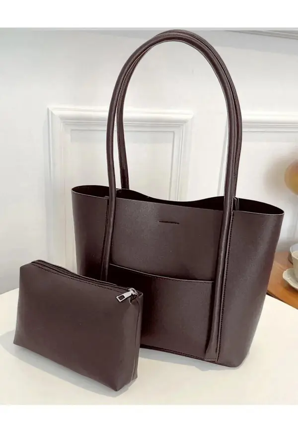 dewberry 97735 Dewberry Classic Womens Shoulder Bag with Wallet-KAHVE